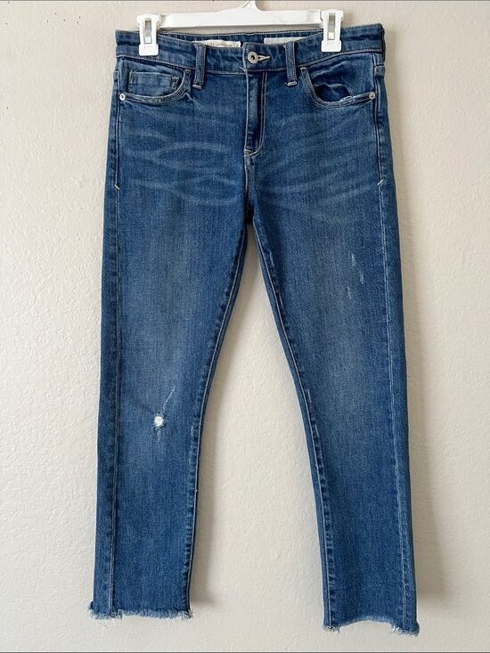 Pilcro and the Letterpress Denim - EUC  Pilcro and the Letterpress Slim Boyfriend Jeans Raw Hem Distressed Size 27